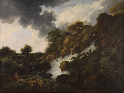 Mountain Landscape with Waterfall by Ferdinand Kobell