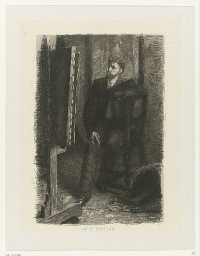 Portrait of an Artist Standing Behind the Easel by Ferdinand Oldewelt