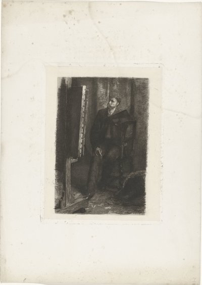 Portrait of an Artist Standing Behind the Easel by Ferdinand Oldewelt