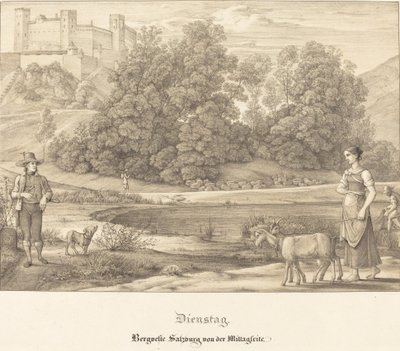 Tuesday - The Castle of Salzburg from the Noontime Side by Ferdinand Olivier