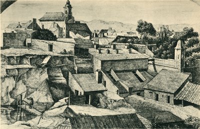 Quarry in Alt-Matzleinsdorf, with the parish church of St Florian in Vienna by Ferdinand Olivier