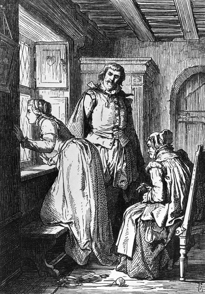 Klaerchen waiting for Egmont, illustration for Egmont, tragedy by Johann Wolfgang von Goethe by Ferdinand Rothbart