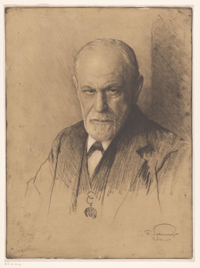 Portrait of Sigmund Freud by Ferdinand Schmutzer (signed by artist)