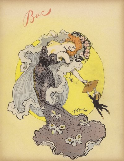 Man hanging on to the fan of a beautiful woman by Ferdinand Sigismund Bac