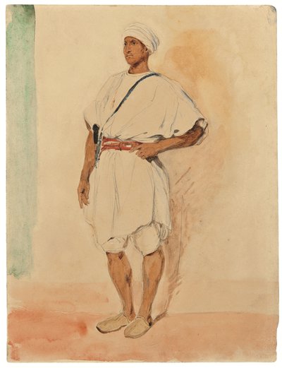 A Standing Moroccan by Ferdinand Victor Eugene Delacroix