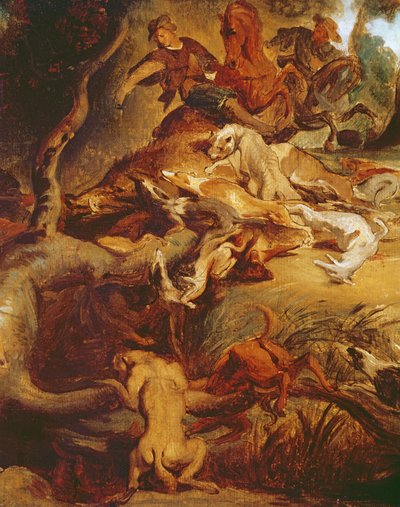 The Wild Boar Hunt (detail) by Ferdinand Victor Eugene Delacroix