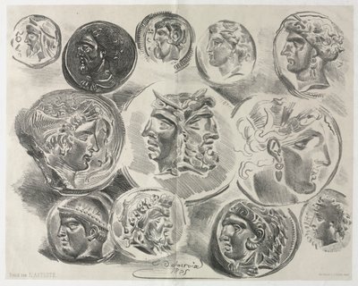 Feuille de douze médailles antiques by Ferdinand Victor Eugene Delacroix