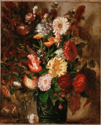 Flowers in an Earthenware Pot by Ferdinand Victor Eugene Delacroix