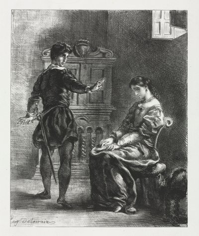 Hamlet: Hamlet and Ophelia, 1834 by Ferdinand Victor Eugene Delacroix