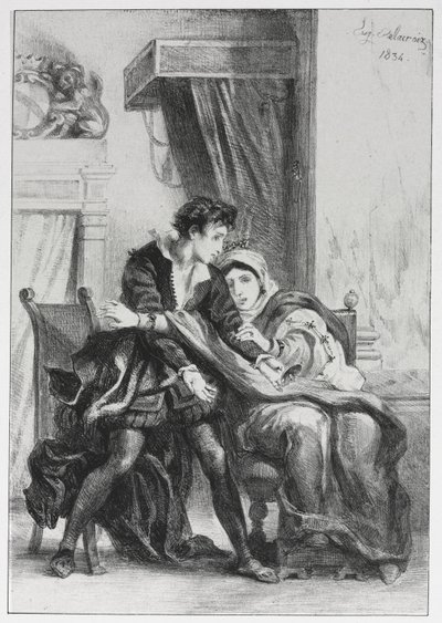 Hamlet: Hamlet and the Queen, 1834 by Ferdinand Victor Eugene Delacroix