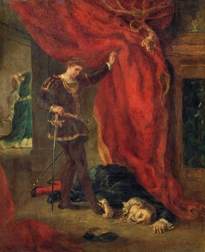 Hamlet before the body of Polonius by Ferdinand Victor Eugene Delacroix