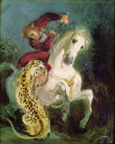 Jaguar Attacking a Horseman by Ferdinand Victor Eugene Delacroix