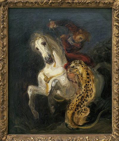 Jaguar attacking a rider by Ferdinand Victor Eugene Delacroix