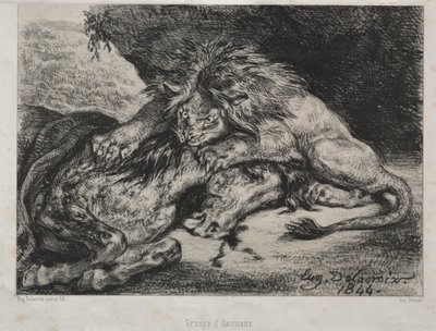 Lion Devouring a Horse, 1844 by Ferdinand Victor Eugene Delacroix