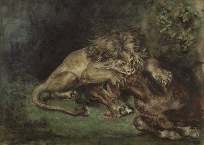Lion Devouring a Horse, c. 1844 by Ferdinand Victor Eugene Delacroix