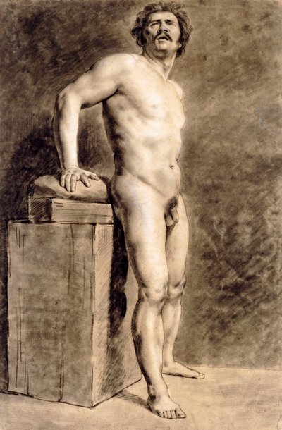 Male Academy Figure, Probably Polish, Standing by Ferdinand Victor Eugene Delacroix