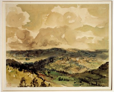 Panoramic view of wooded hills around Croze by Ferdinand Victor Eugene Delacroix