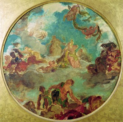Peace Descending to Earth, study for the central ceiling of the Salon de la Paix in the Hotel de Ville destroyed in 1871 during the Commune by Ferdinand Victor Eugene Delacroix