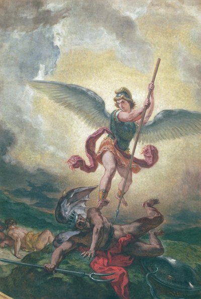 St. Michael fighting the dragon (detail) by Ferdinand Victor Eugene Delacroix