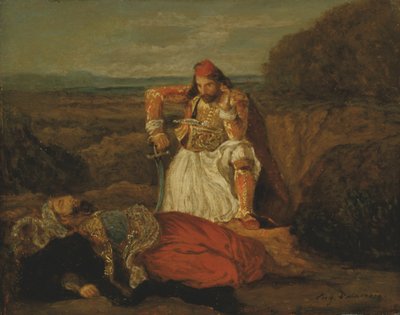 The Giaour Contemplating the Dead Hassan by Ferdinand Victor Eugene Delacroix