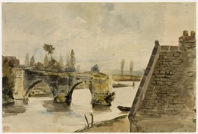 The Old Bridge at Nantes by Ferdinand Victor Eugene Delacroix