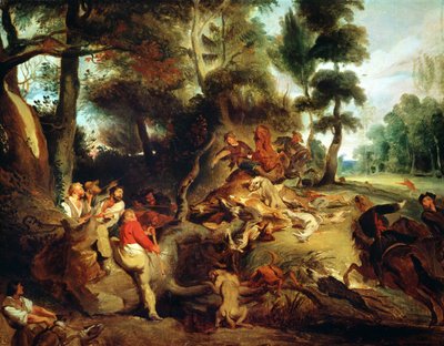 The Wild Boar Hunt (after a painting by Rubens) by Ferdinand Victor Eugene Delacroix
