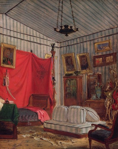 The Apartment of Count de Mornay, Rue de Verneuil, Paris (study) by Ferdinand Victor Eugene Delacroix