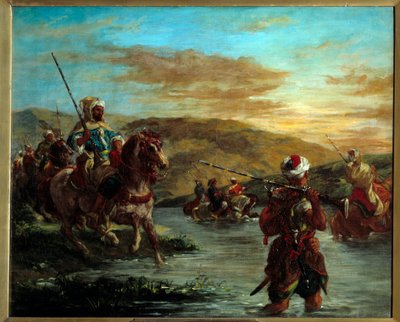 The passage of a ford in Morocco by Ferdinand Victor Eugene Delacroix