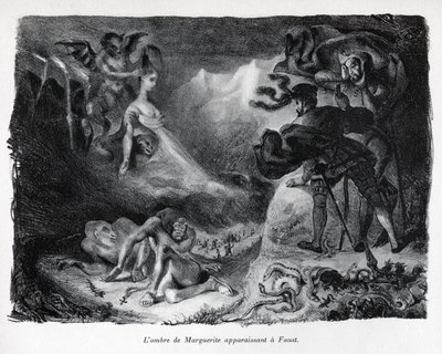 The shadow of Gretschen appears at Faust by Ferdinand Victor Eugene Delacroix