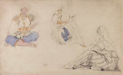 Three Studies of a Seated Moroccan Girl by Ferdinand Victor Eugene Delacroix