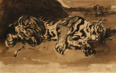 Tiger Lying Down by Ferdinand Victor Eugene Delacroix