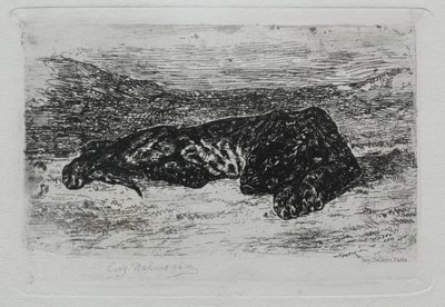 Tiger Lying in the Desert by Ferdinand Victor Eugene Delacroix