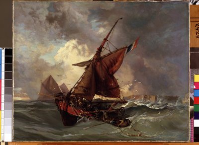 Ships at Stormy Sea by Ferdinand Victor Eugene Delacroix