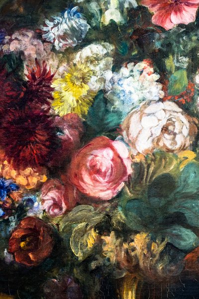 Vase of Flowers on a Console (detail) by Ferdinand Victor Eugene Delacroix