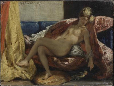 Woman with a Parrot by Ferdinand Victor Eugene Delacroix
