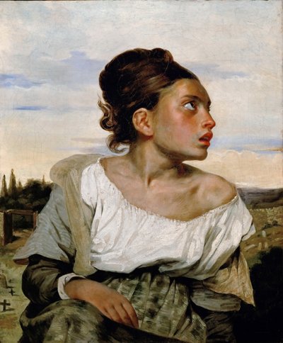 Young Orphan Girl in the Cemetery by Ferdinand Victor Eugene Delacroix