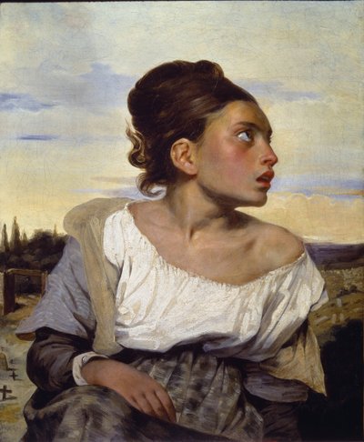 Young Orphan at the Cemetery by Ferdinand Victor Eugene Delacroix