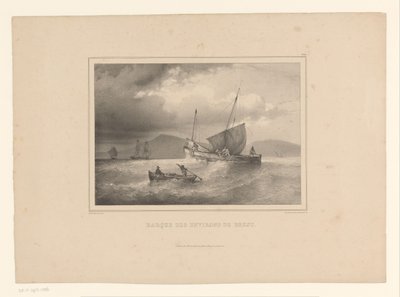 Stranded Brig Among High Waves by Ferdinand Victor Perrot