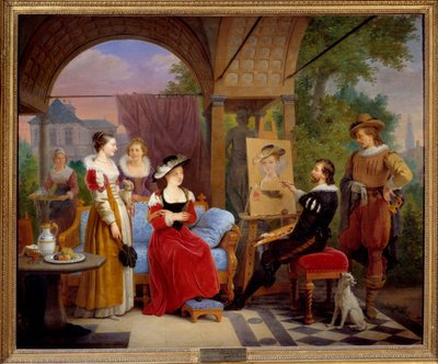 Pierre Paul Rubens in his workshop painting 