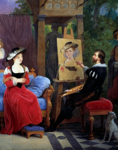 Rubens while painting the straw hat in his studio (detail) by Ferdinand de Braekeleer