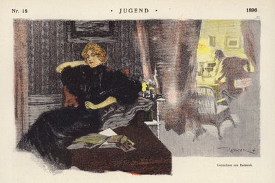 Woman at home in the evening by Ferdinand von Reznicek