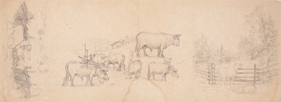 Various Sketches of Cows and Bulls by Ferdinand von Wright