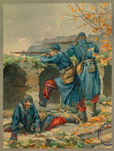 Morning of the Battle of Vailly, Death of Corporal Marge by Fernand Barbier