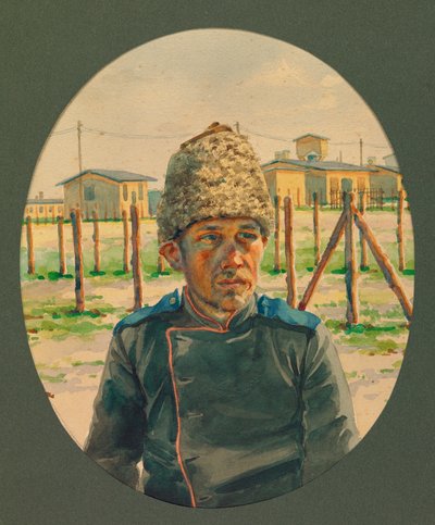 Portrait of a Russian Artilleryman Leaving Hospital, Gustrow by Fernand Barbier