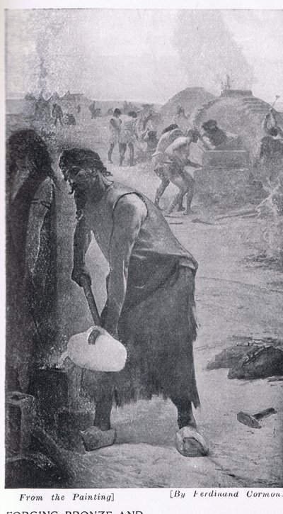 Forging bronze and iron, illustration from 
