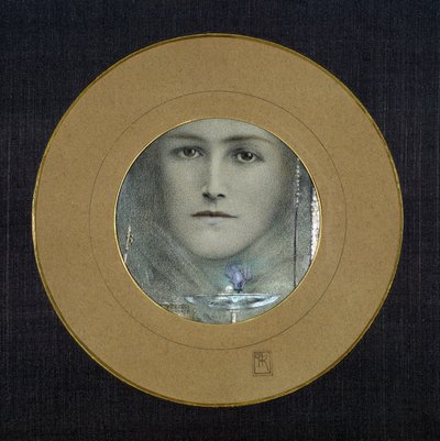 Brown Eyes and a Blue Flower, c.1905 by Fernand Khnopff