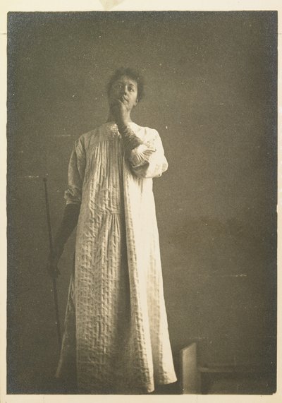 Woman in Chemise, Hand in Front of Mouth by Fernand Khnopff