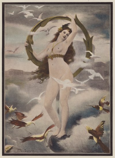 Woman Surrounded by Birds by Fernand Le Quesne