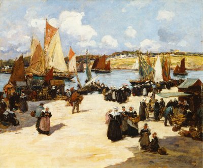 A Busy Port Scene by Fernand Legout Gerard