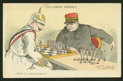 Postcard, Satirical in Colors: Hein! I Snack You - War of 14-18, Germany Prussia - William II, Joffre, Soldiers Illustration by Gottlob by Fernand Louis Gottlob
